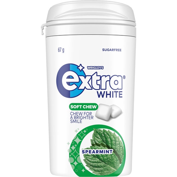 EXTRA WHITE SOFT CHEW SPEARMINT Sugarfree Chewing Gum Bottle 67 g