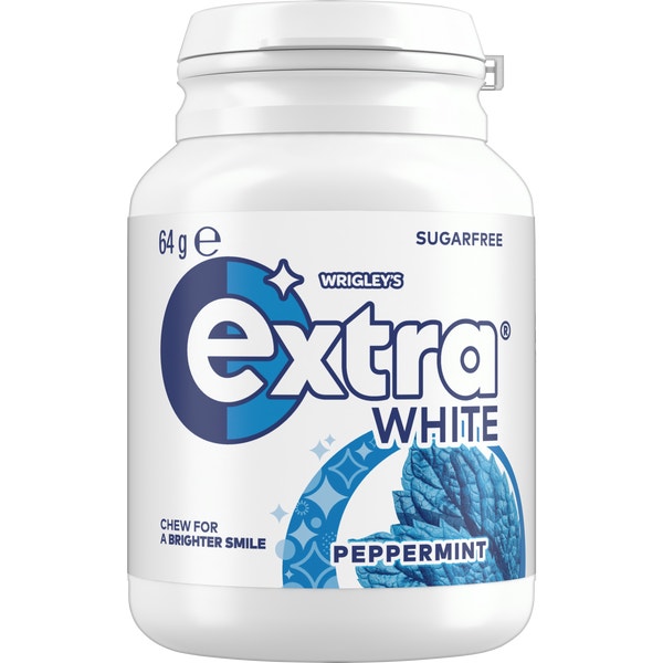 EXTRA WHITE Peppermint Sugar Free Chewing Gum Bottle 64 g