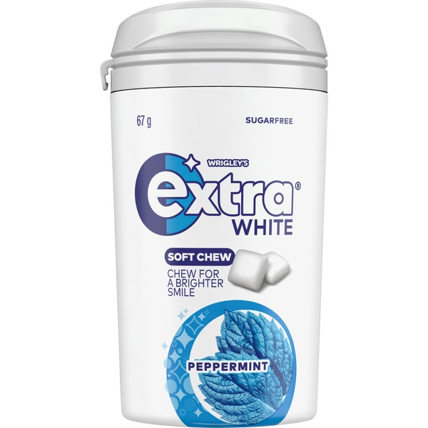 Extra White Peppermint Sugar Free Chewing Gum Bottle 67g