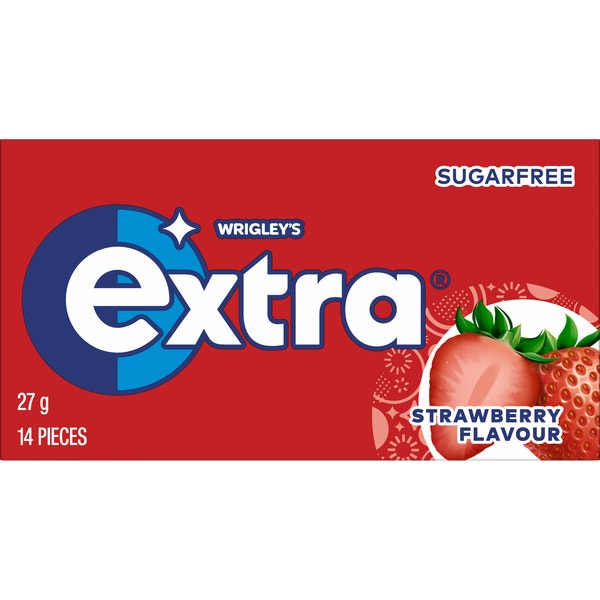EXTRA STRAWBERRY FLAVOUR Sugarfree Chewing Gum 14 Pieces 27 g