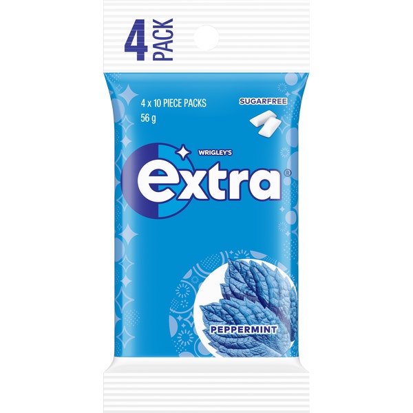 EXTRA PEPPERMINT Sugarfree Chewing Gum 4 x 10 Pieces 56 g